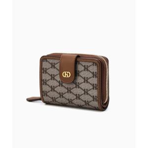 [헤지스ACC] H장식 브라운 시그니처 패턴 반지갑 (지퍼 동전수납) HIWA5E835W1