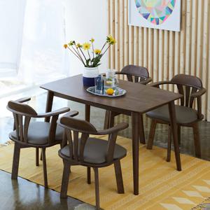 베스트리빙 아슬란 오츠카 4인(1200) 원목 식탁 테이블 세트/회전의자 4개