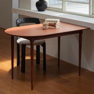 헤즈로 에덴 반원형 반타원 월넛 무늬목 카페 식탁 테이블 1200