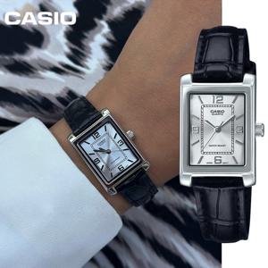 카시오 토노 레트로 사각 여자 가죽 손목시계 LTP-1234LL-7A