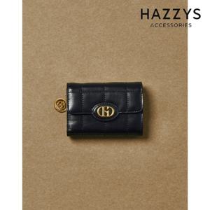 헤지스ACC  퀼팅 소가죽 3단 반지갑 HIWA5E759BK