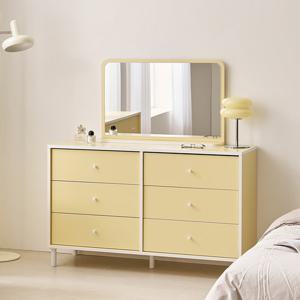 나무뜰 마몽 E0 양면 와이드서랍장 1200 6단+화장대 거울 OWF114C (착불)