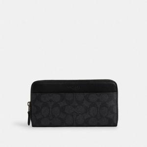 코치 CY405-QBMI5 아코디언 지갑 시그니처 캔버스 차콜/플레어