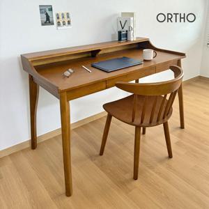올쏘 브릭 선반형 고무나무 원목책상 의자세트 1200