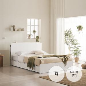 포더홈 피즈 멀티수납 LED 3단통서랍 수납침대 Q + 유어픽 루키