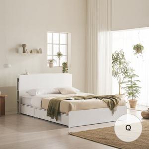 포더홈 피즈 멀티수납 LED 3단통서랍 수납침대 Q