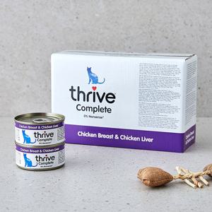 [12개세트] 쓰라이브 컴플리트 그레인프리 치킨&치킨간 캔 75g 고양이 사료