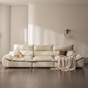 안목 청신 와이드 가죽 4인용 소파