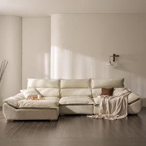 안목 청신 와이드 가죽 4인용 소파 스툴 세트