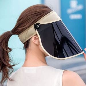 자외선차단 와이드 챙 돌돌이 휴대용 썬캡 (아이보리)