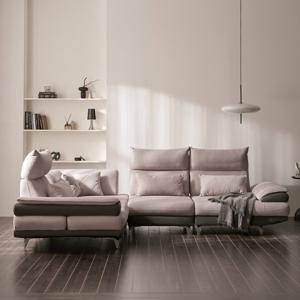 안목 나예 헤드 조절 스윙 투톤 아쿠아텍스 기능성 패브릭 가죽 6인용 코너형 소파