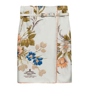 프라다 플로럴 프린트 벨티드 웨이스트 미디 스커트 P168KK 15I