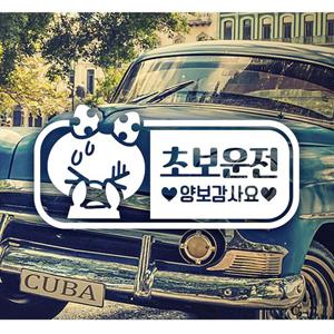 초보운전(가로쁘띠) 초보자동차스티커-화이트