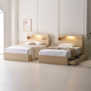 상일리베가구 린제이 LED 수납 트윈침대 프레임 SS+Q