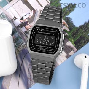 카시오 A168WGG-1B 빈티지 사각 크롬블랙 전자 남녀공용 메탈 시