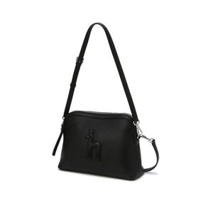 [헤지스핸드백] 블랙 퍼피 패치 소가죽 탑집 숄더 겸 크로스백 HIBA5E243BK