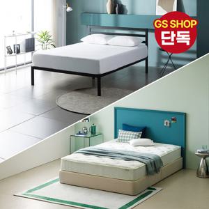 [지누스침대][Q] 1500H 블랙 침대SET / 그린티 에어 하이브리드 25cm 침대 세트 프레임 퀸