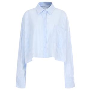 샵앤) 여성 카라넥 반시스루 스트라이프 루즈핏 숏 남방 셔츠 NTT-WBL-20299-소라