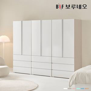 [착불] 보루네오 타키 2400 DD세트 장롱 장농 이불장 안방 작은방 원룸 서랍 8자