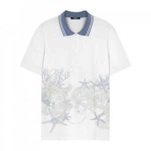 베르사체 스타피쉬 프린트 코튼 폴로 셔츠 1013906-1A11303-WHITE + 프린트