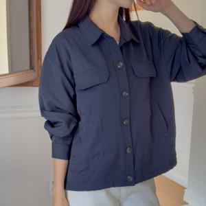 샵앤) 여성 카라넥 루즈핏 밑단스트링 아우터 겸 남방 셔츠 CAT-WBL-4166-카키