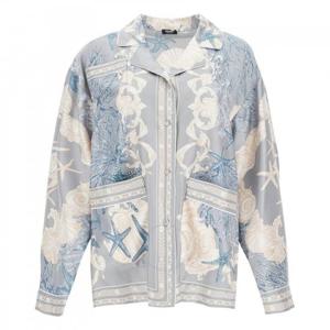 베르사체 바로코 씨 실크 오버사이즈 셔츠 1016146-1A11526-코크레테+더스티 블루+