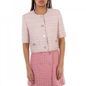 베르사체 트위드 반팔 가디건 자켓 1015745-1A11546-DUSTY 로즈+아이보리