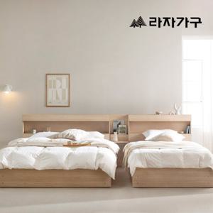 라자가구 베티 C형 서랍형 침대 프레임 Q + 협탁2 + 라텍스7존포켓매트