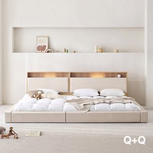 아씨방가구 제로업 LED수납헤드 가죽 오픈형 패밀리침대 Q+Q 본넬