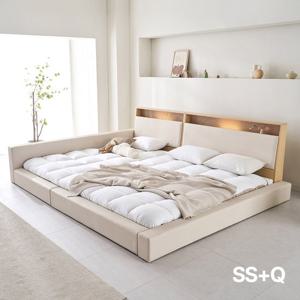 아씨방가구 제로업 LED수납헤드 가죽 밸런스 패밀리침대 SS+Q 독립