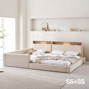 아씨방가구 제로업 LED수납헤드 가죽 세이프 패밀리침대 SS+SS 독립