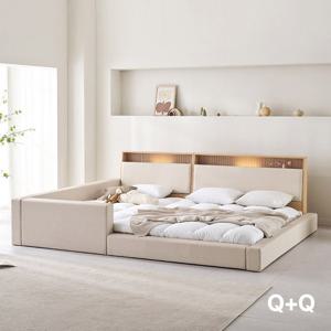 아씨방가구 제로업 LED수납헤드 가죽 세이프 패밀리침대 Q+Q 독립