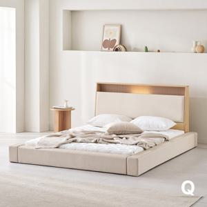 아씨방가구 제로업 LED수납헤드 저상형 가죽 퀸 침대 Q