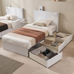 로사 빅 수납 일반헤드 싱글 서랍 평상형 침대 프레임 S (일반서랍-조명X)