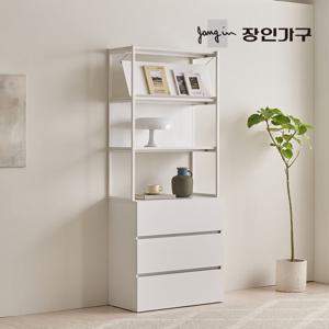 장인가구 마운트 3단 서랍장 800 3단 선반 다용도 수납장 세트+매거진랙