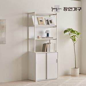 장인가구 마운트 슬라이딩장 800 3단 선반 다용도 수납장 세트+매거진랙