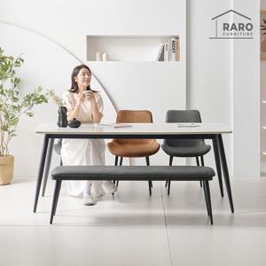 라로퍼니처 브룩스 유광 1800 저소음 세라믹 6인 식탁 세트 (의자3+벤치1)