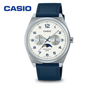 카시오 문페이즈 MTP-M300L-7A 멀티 야광 남성 가죽 손목시계