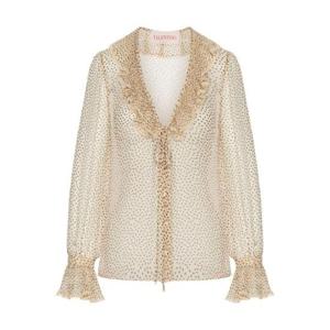 발렌티노 도트 프린팅 쉬폰 실크 블라우스 1973856