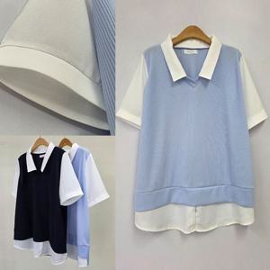 소울배색레이어드반팔티 503U157S 빅사이즈 여성의류