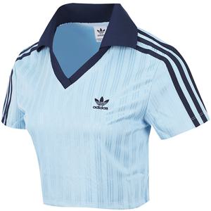 [정품] 아디다스 W 아디컬러 풋볼 자카드 브이넥 크롭 폴로 (JD5864)