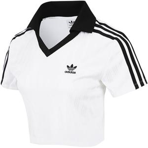 [정품] 아디다스 W 아디컬러 풋볼 자카드 브이넥 크롭 폴로 (JD2608)