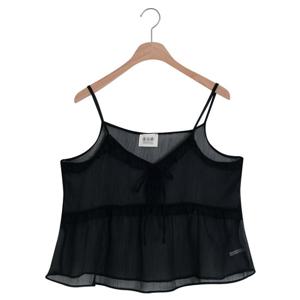 샵앤) 여성 쉬폰 리본 프릴 레이어드 시스루 뷔스티에 조끼 SOM-WVS-20551-블랙