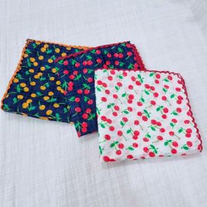 체리 아사면 뜨개자수 손수건 큰 정사각 쁘띠스카프