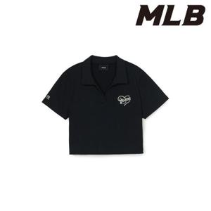 MLB (3FPQH0153-50BKS) 여성 하트 슬림 크롭 카라 티셔츠