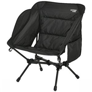 캡틴 스태그 UC-1905 아웃도어 체어, 쿠션 라이트 체어, 사이드 포켓, 수납 가방 포함, 트레커, 블랙