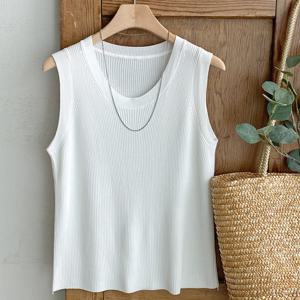 샵앤) 여성 라운드넥 골지 레이어드 민소매 니트 티셔츠 JR-WKN-4364-아이보리