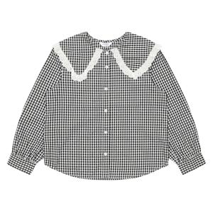 [에꼴리에][에꼴리에] 여아 체크 레이스 카라 블라우스 23A5651_