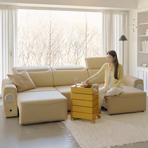 아로미가구 소노아 모션 전동 슬라이드 무빙 리클라이너 이지클린 천연가죽 4인용소파