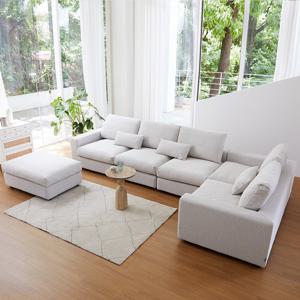 폴로까사 힐링미 프리미엄 워셔블 코모도 패브릭 구스 6인 코너형 모듈소파